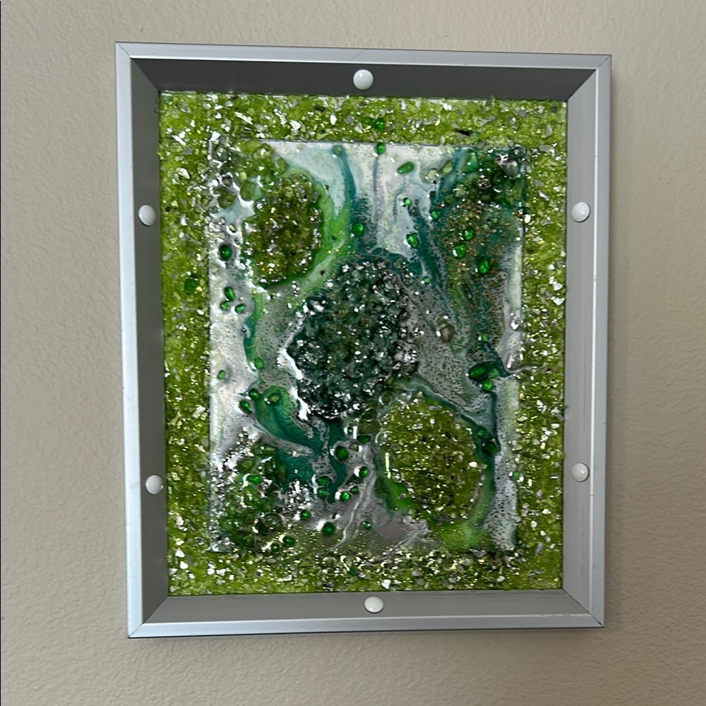 Green and Silver Abstract Wall Art